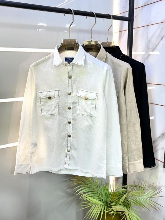 Ralph Lauren Ralph Lauren White Hunting Safari Linen Premium Shirt With Brand Box Packing F3970-wh - Image 2
