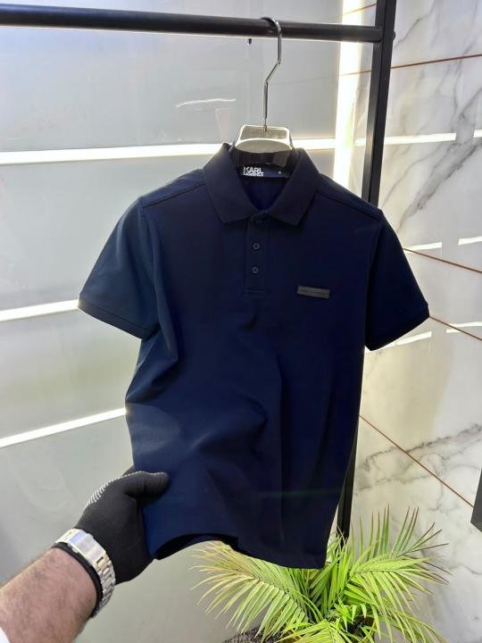 Karl Lagerfeld NAVY Polo Premium Collar Neck T-shirt F3931-ny