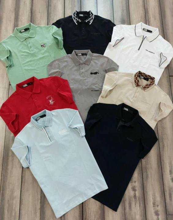 Karl Lagerfeld NAVY Polo Premium Collar Neck T-shirt F3931-ny - Image 5