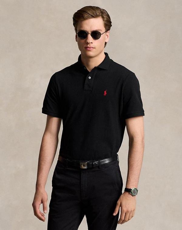 Ralph Lauren Ralph Lauren Black Polo Premium Collar Neck T-shirt F3926-bl