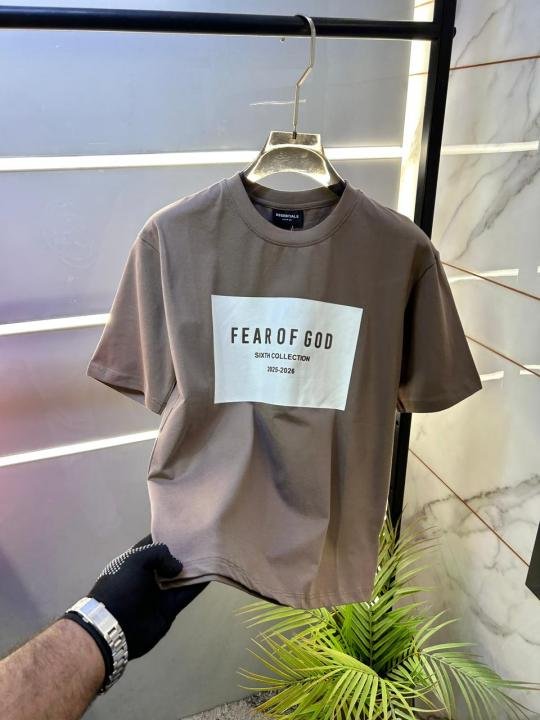 Fear Of God Essential Fear Of God Brown Premium Round Neck T-shirt F3605-br - Image 3