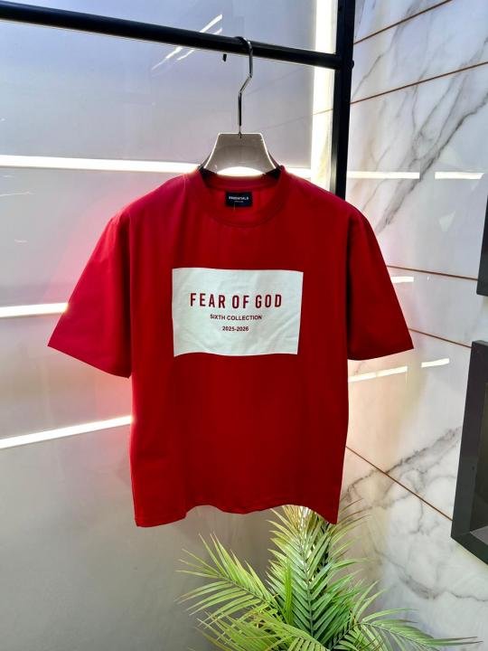 Fear Of God Essential Fear Of God Red Premium Round Neck T-shirt F3605-re