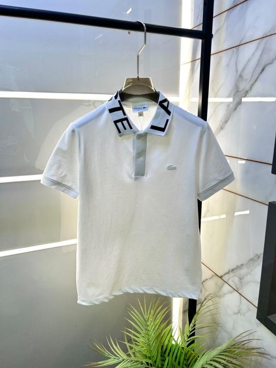 Lacoste White Polo Premium Collar Neck T-shirt F5043-wh