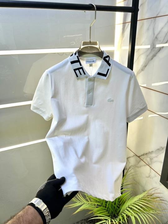 Lacoste White Polo Premium Collar Neck T-shirt F5043-wh - Image 3
