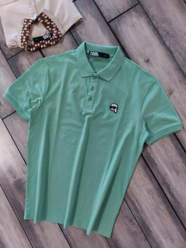 Karl Lagerfeld GREEN Polo Premium Collar Neck T-shirt F3931-gr - Image 9