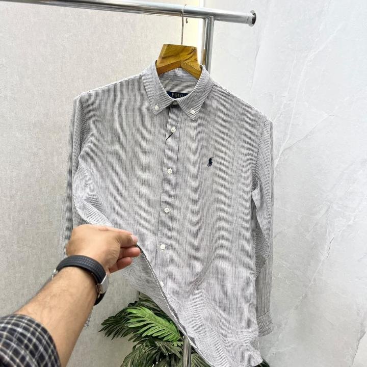 Ralph Lauren Ralph Lauren Stripes Linen Blend Black Shirt 555