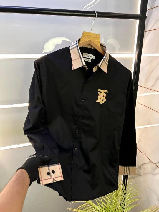 Burberry Burberry Black Premium Embroidery Logo Shirt With Brand Box Packing And Carry Bag F2249-bl - Image 8