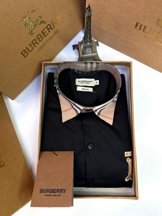 Burberry Burberry Black Premium Embroidery Logo Shirt With Brand Box Packing And Carry Bag F2249-bl - Image 6