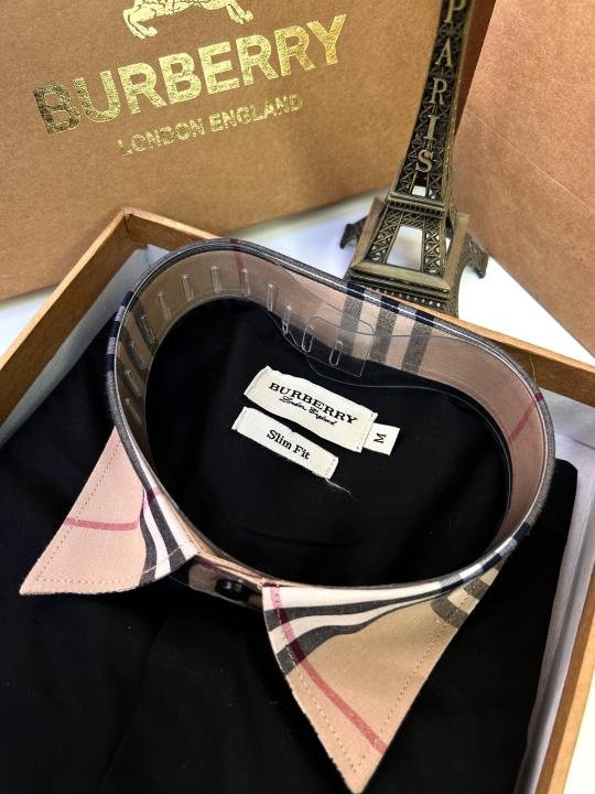 Burberry Burberry Black Premium Embroidery Logo Shirt With Brand Box Packing And Carry Bag F2249-bl - Image 4