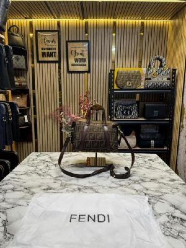 Fendi LEATHER BOWLING HANDBAG WITH SLING PREMIUM QUALITY WITH DUST BAG