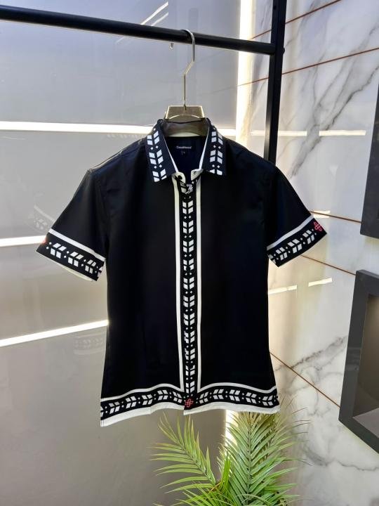 Casablanca Imported Black Premium Half Sleeves Printed Shirt F5044-b1
