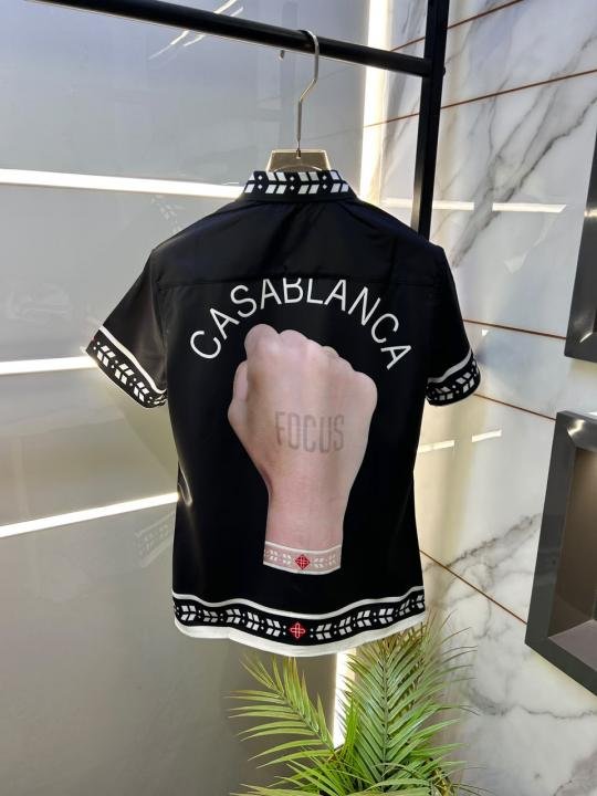 Casablanca Imported Black Premium Half Sleeves Printed Shirt F5044-b1 - Image 4