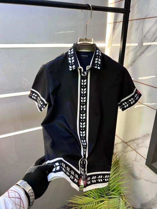Casablanca Imported Black Premium Half Sleeves Printed Shirt F5044-b1 - Image 3