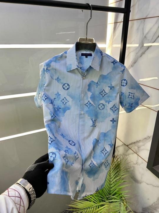 Louis Vuitton Louis Vuitton Imported Monogram Sky Premium Half Sleeves Printed Shirt F5044-sk - Image 3