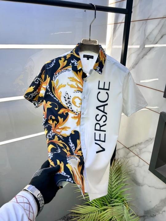 Versace Imported White Premium Half Sleeves Printed Shirt F5044-w3 - Image 3