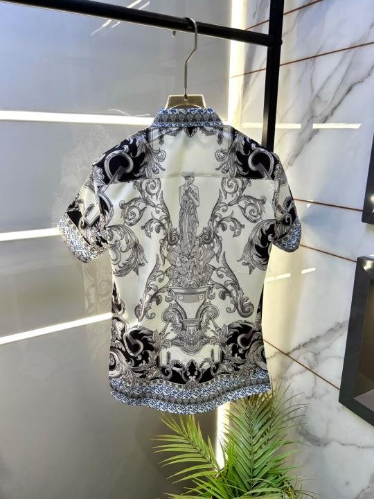 Versace Imported Black Premium Half Sleeves Printed Shirt F5044-b2 - Image 4