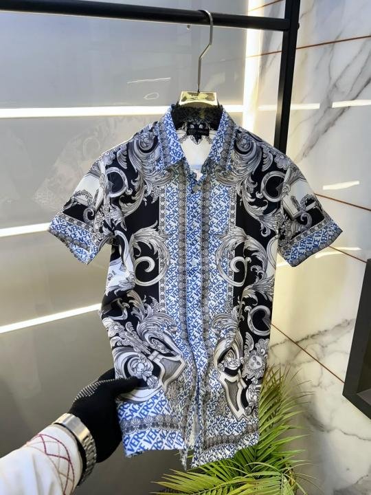 Versace Imported Black Premium Half Sleeves Printed Shirt F5044-b2 - Image 3