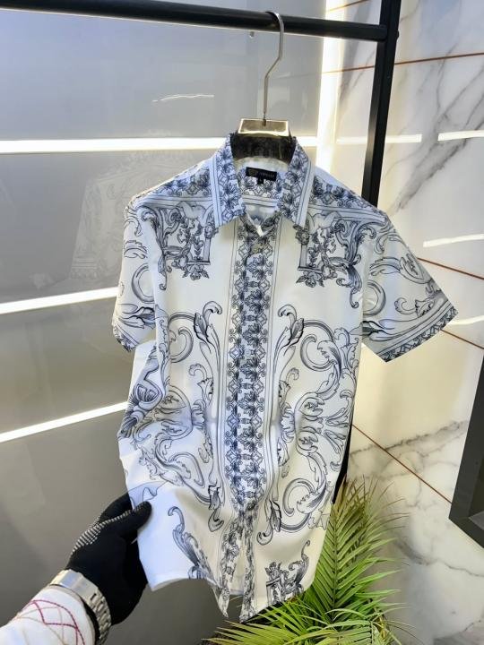 Versace Imported White Premium Half Sleeves Printed Shirt F5044-w2 - Image 3