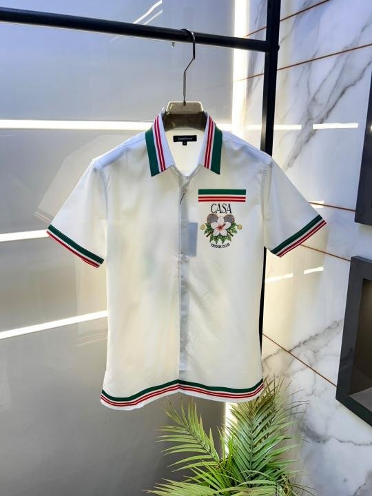 Casablanca Imported White Premium Half Sleeves Printed Shirt F5044-w1