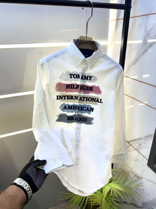 Tommy Hilfiger Tommy Hilfiger White Printed Premium Oxford Lycra Shirts F5038-wh - Image 3