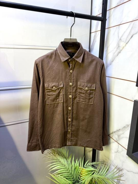 Ralph Lauren Ralph Lauren Brown Hunting Safari Linen Premium Shirt With Brand Box Packing F3970-br