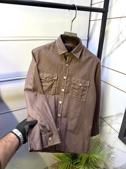 Ralph Lauren Ralph Lauren Brown Hunting Safari Linen Premium Shirt With Brand Box Packing F3970-br - Image 10