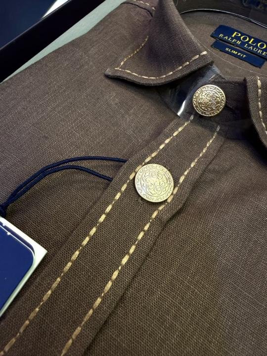 Ralph Lauren Ralph Lauren Brown Hunting Safari Linen Premium Shirt With Brand Box Packing F3970-br - Image 8