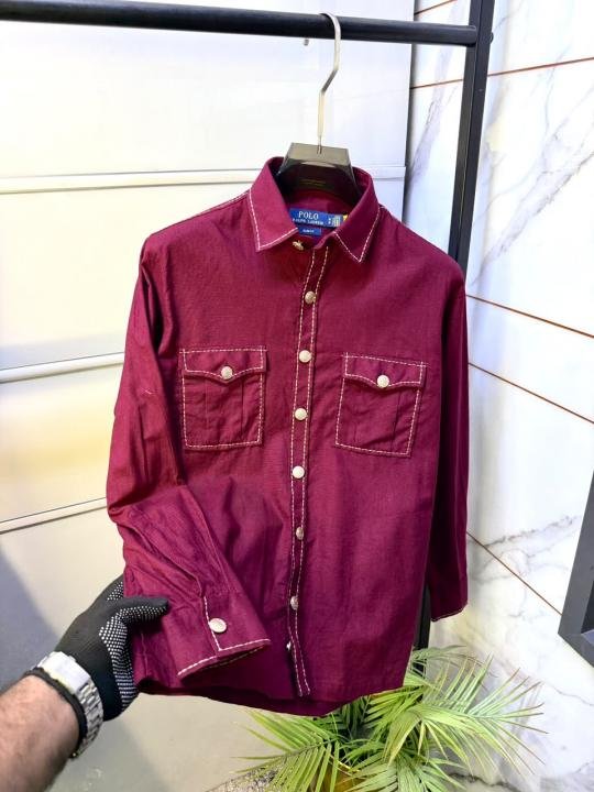 Ralph Lauren Ralph Lauren Maroon Hunting Safari Linen Premium Shirt With Brand Box Packing F3970-ye - Image 10