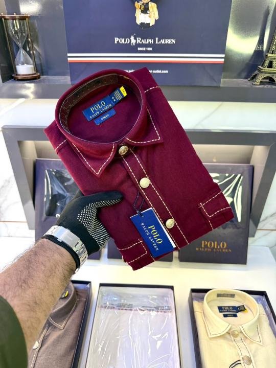 Ralph Lauren Ralph Lauren Maroon Hunting Safari Linen Premium Shirt With Brand Box Packing F3970-ye - Image 4