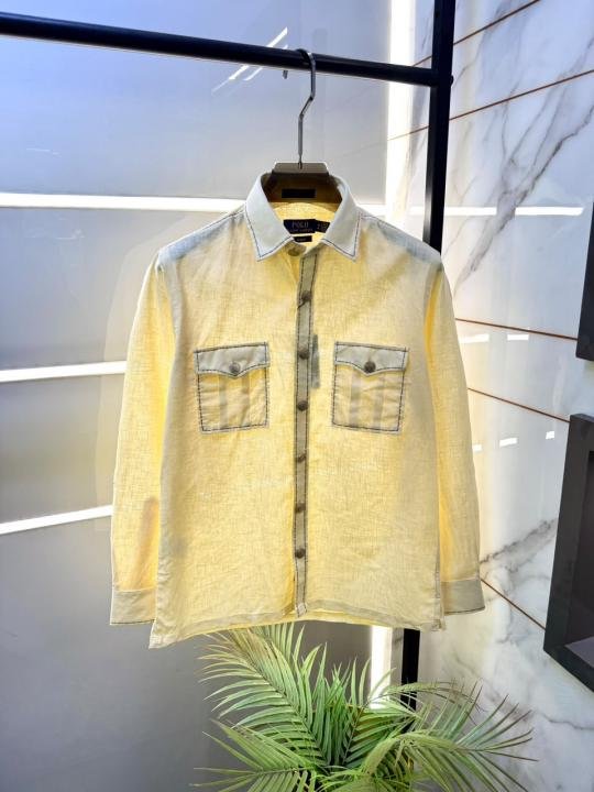 Ralph Lauren Ralph Lauren Yellow Hunting Safari Linen Premium Shirt With Brand Box Packing F3970-ye