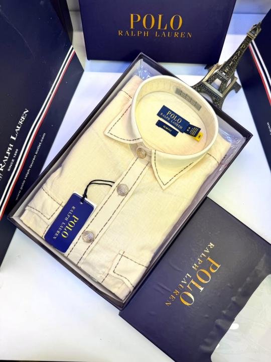 Ralph Lauren Ralph Lauren Yellow Hunting Safari Linen Premium Shirt With Brand Box Packing F3970-ye - Image 5