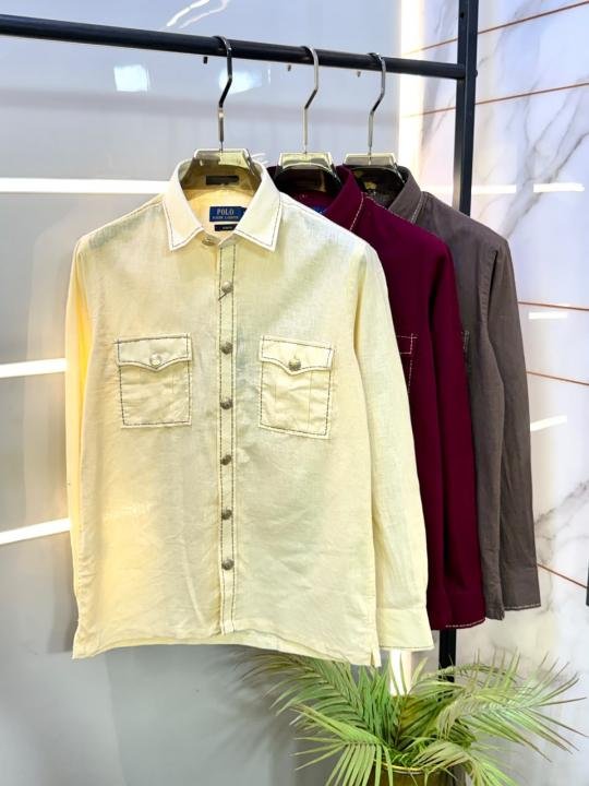 Ralph Lauren Ralph Lauren Yellow Hunting Safari Linen Premium Shirt With Brand Box Packing F3970-ye - Image 2
