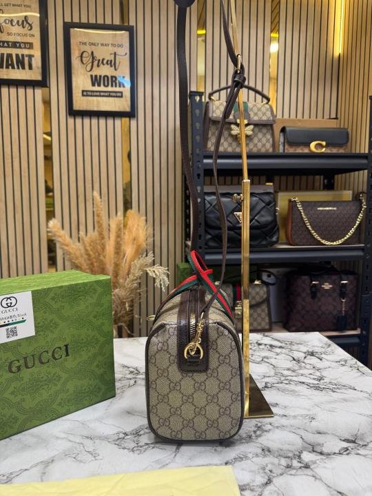 Gucci Ophidia Boston Stripe GG Top Handle Bag With Box And Dust Bag - Image 3