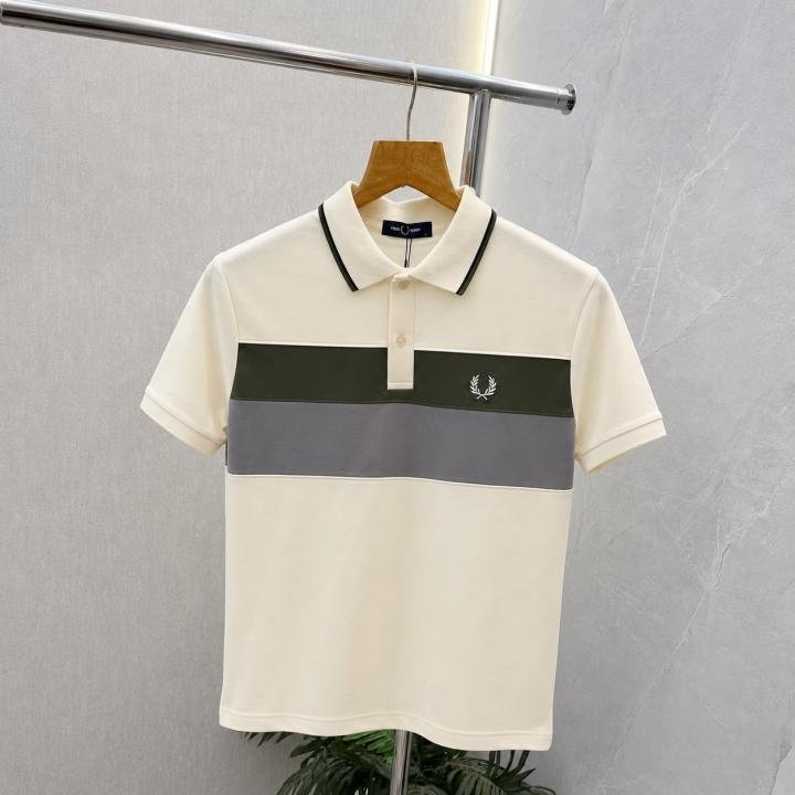 Fred Perry Fred Perry Cream Premium Polo Neck Tshirt 556