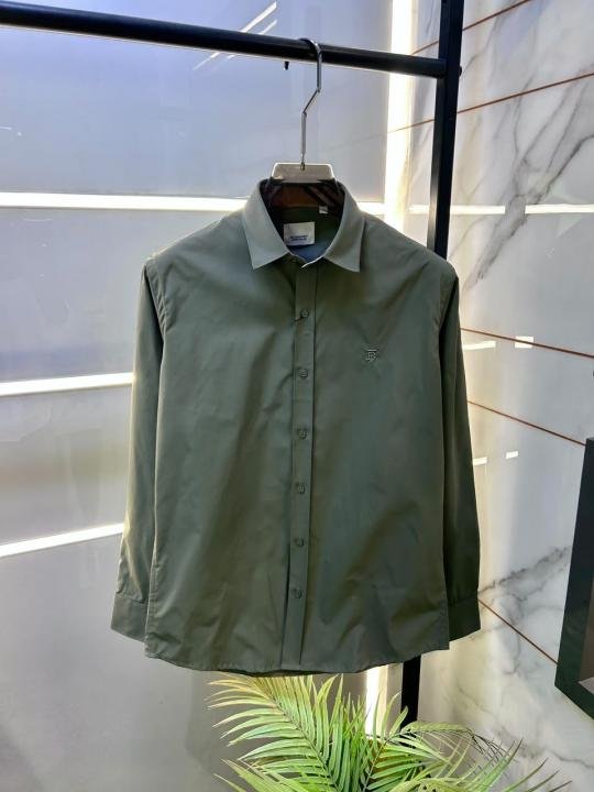 Burberry Burberry Olive Premium Oxford Lycra Shirt With Brand Box Packing And Carry Bag F3535-ol