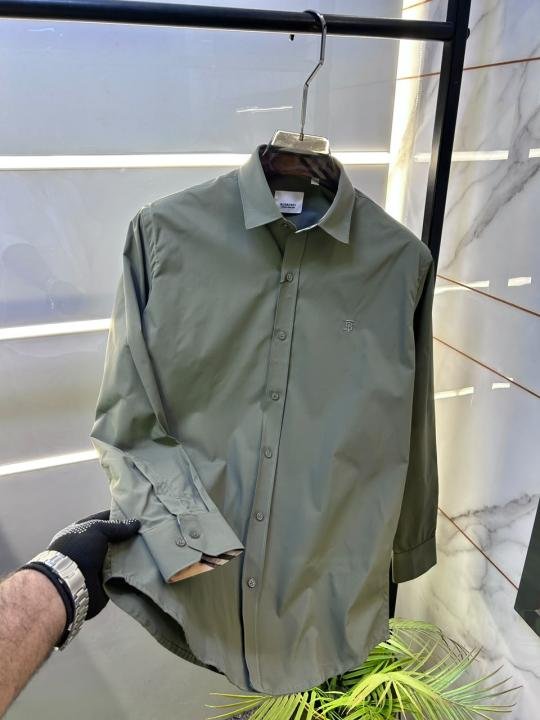 Burberry Burberry Olive Premium Oxford Lycra Shirt With Brand Box Packing And Carry Bag F3535-ol - Image 9
