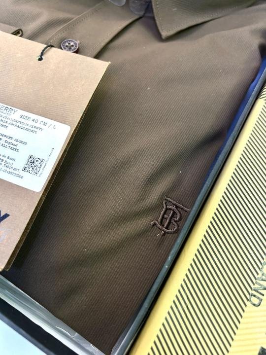 Burberry Burberry Brown Premium Oxford Lycra Shirt With Brand Box Packing And Carry Bag F3535-br - Image 8