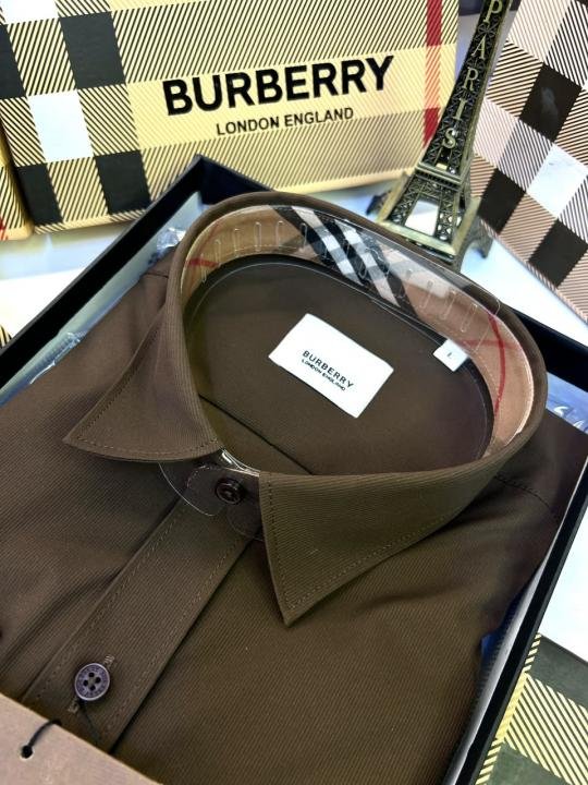 Burberry Burberry Brown Premium Oxford Lycra Shirt With Brand Box Packing And Carry Bag F3535-br - Image 7