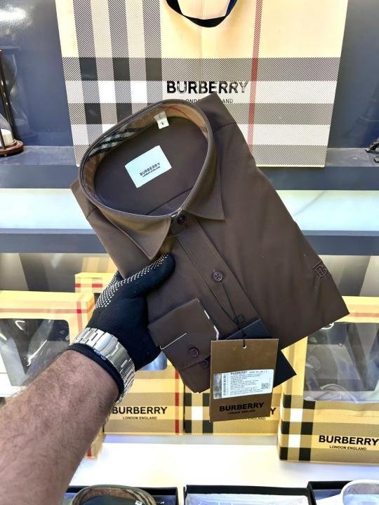 Burberry Burberry Brown Premium Oxford Lycra Shirt With Brand Box Packing And Carry Bag F3535-br - Image 4