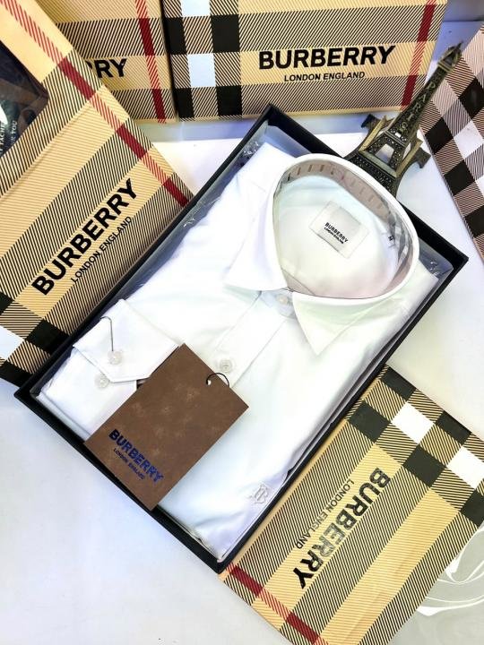 Burberry Burberry White Premium Oxford Lycra Shirt With Brand Box Packing And Carry Bag F3535-wh - Image 5