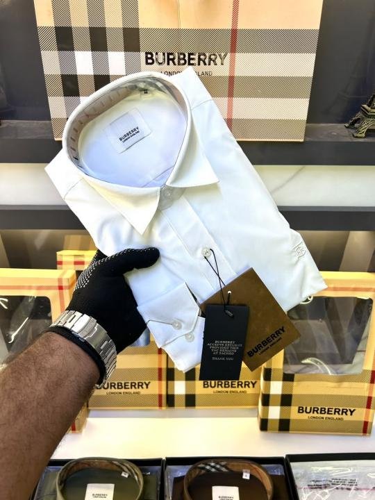 Burberry Burberry White Premium Oxford Lycra Shirt With Brand Box Packing And Carry Bag F3535-wh - Image 4