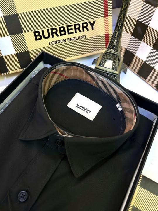 Burberry Burberry Black Premium Oxford Lycra Shirt With Brand Box Packing And Carry Bag F3535-bl - Image 6