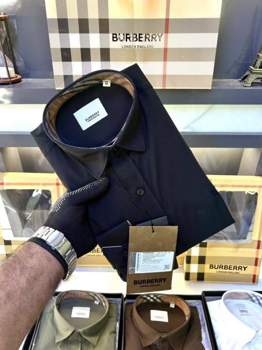 Burberry Burberry Black Premium Oxford Lycra Shirt With Brand Box Packing And Carry Bag F3535-bl - Image 3