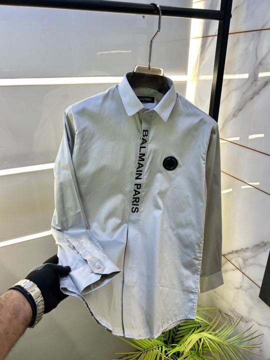 Balmain Balmain Paris Logo Grey Premium Shirt With Brand Box Packing And Carry Bag F3000-gy - Image 10