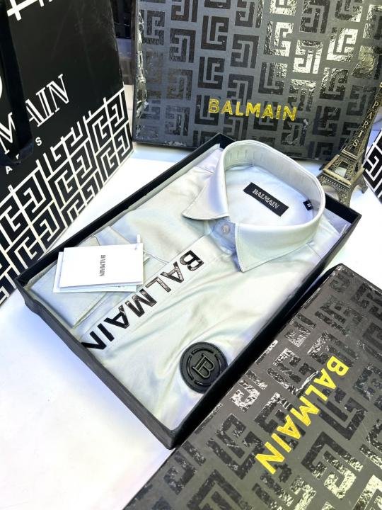 Balmain Balmain Paris Logo Grey Premium Shirt With Brand Box Packing And Carry Bag F3000-gy - Image 5