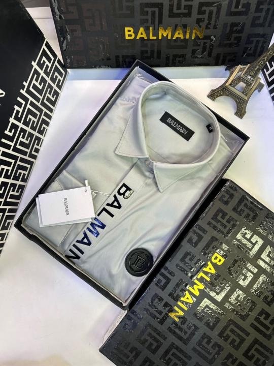 Balmain Balmain Paris Logo Grey Premium Shirt With Brand Box Packing And Carry Bag F3000-gy - Image 4