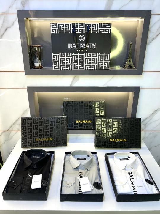 Balmain Balmain Paris Logo Grey Premium Shirt With Brand Box Packing And Carry Bag F3000-gy - Image 3