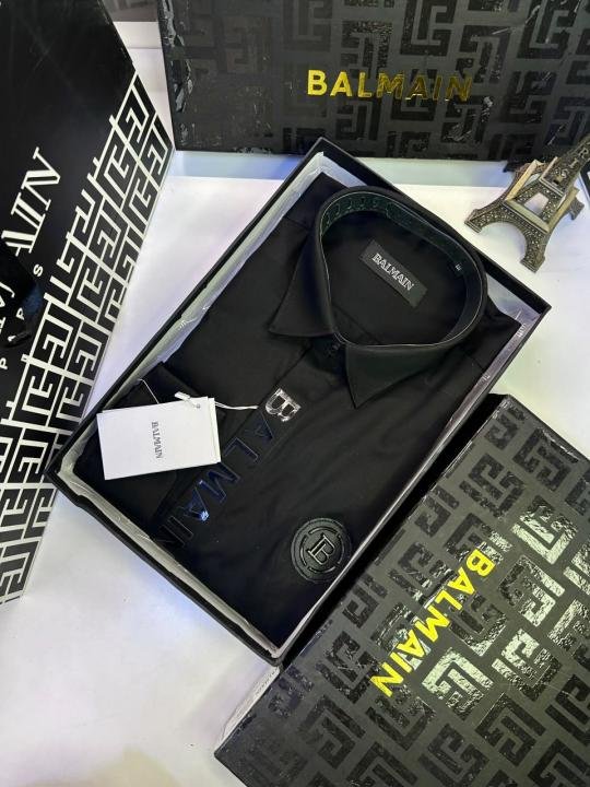 Balmain Balmain Paris Logo Black Premium Shirt With Brand Box Packing And Carry Bag F3000-bl - Image 7
