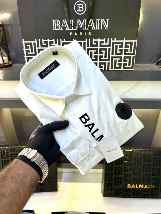 Balmain Balmain Paris Logo White Premium Shirt With Brand Box Packing And Carry Bag F3000-wh - Image 9