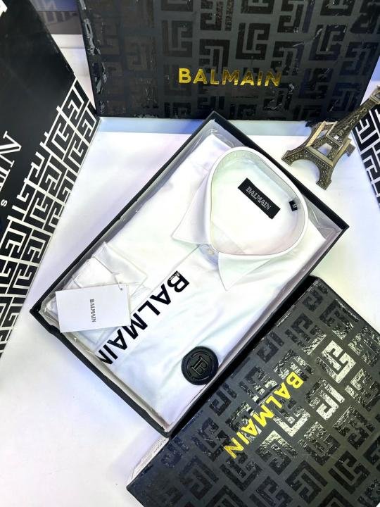 Balmain Balmain Paris Logo White Premium Shirt With Brand Box Packing And Carry Bag F3000-wh - Image 6
